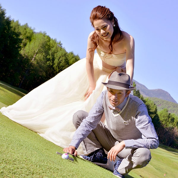 フォトウェディング　ゴルフ場